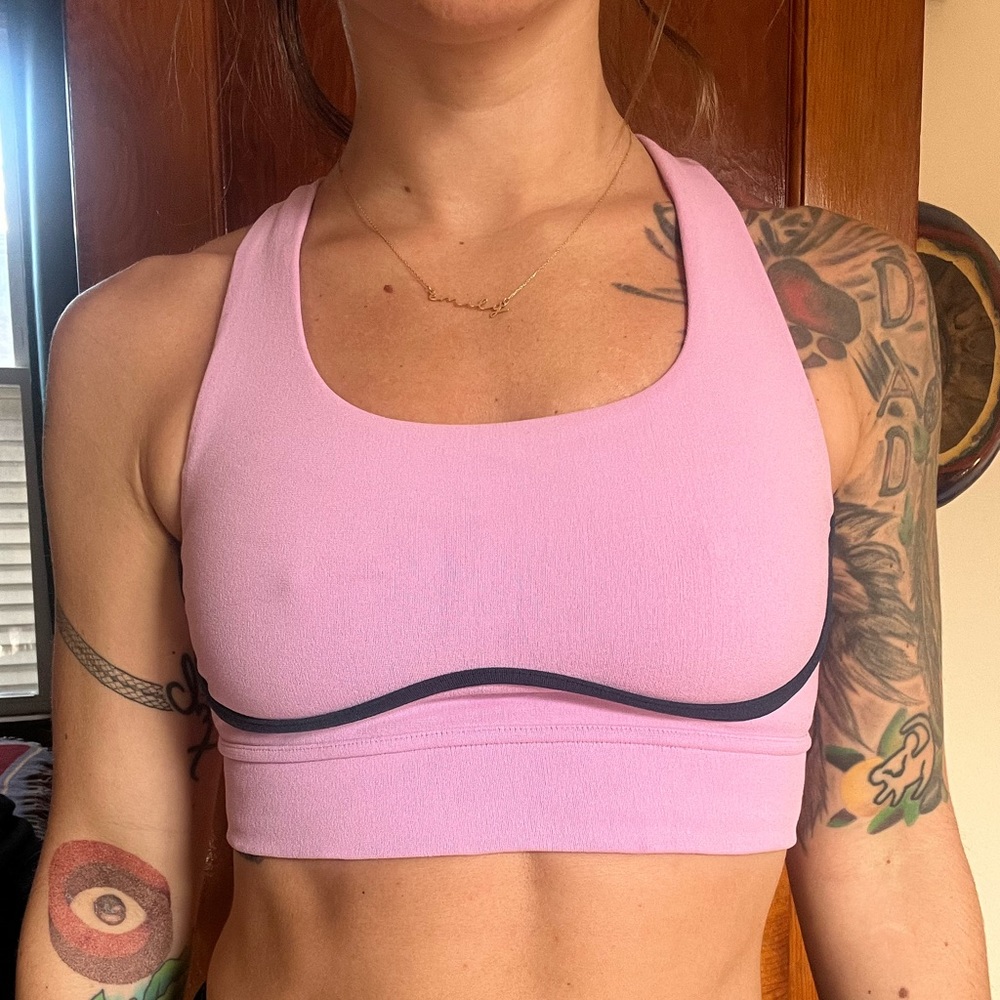 Fabletics Sports Bra in Pink/Navy (XS)
